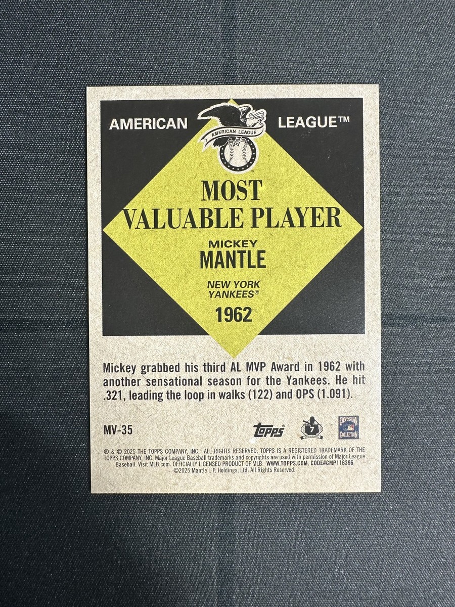 Mickey Mantle Green Foil 73/99 Refractor 2025 Topps Update 1962