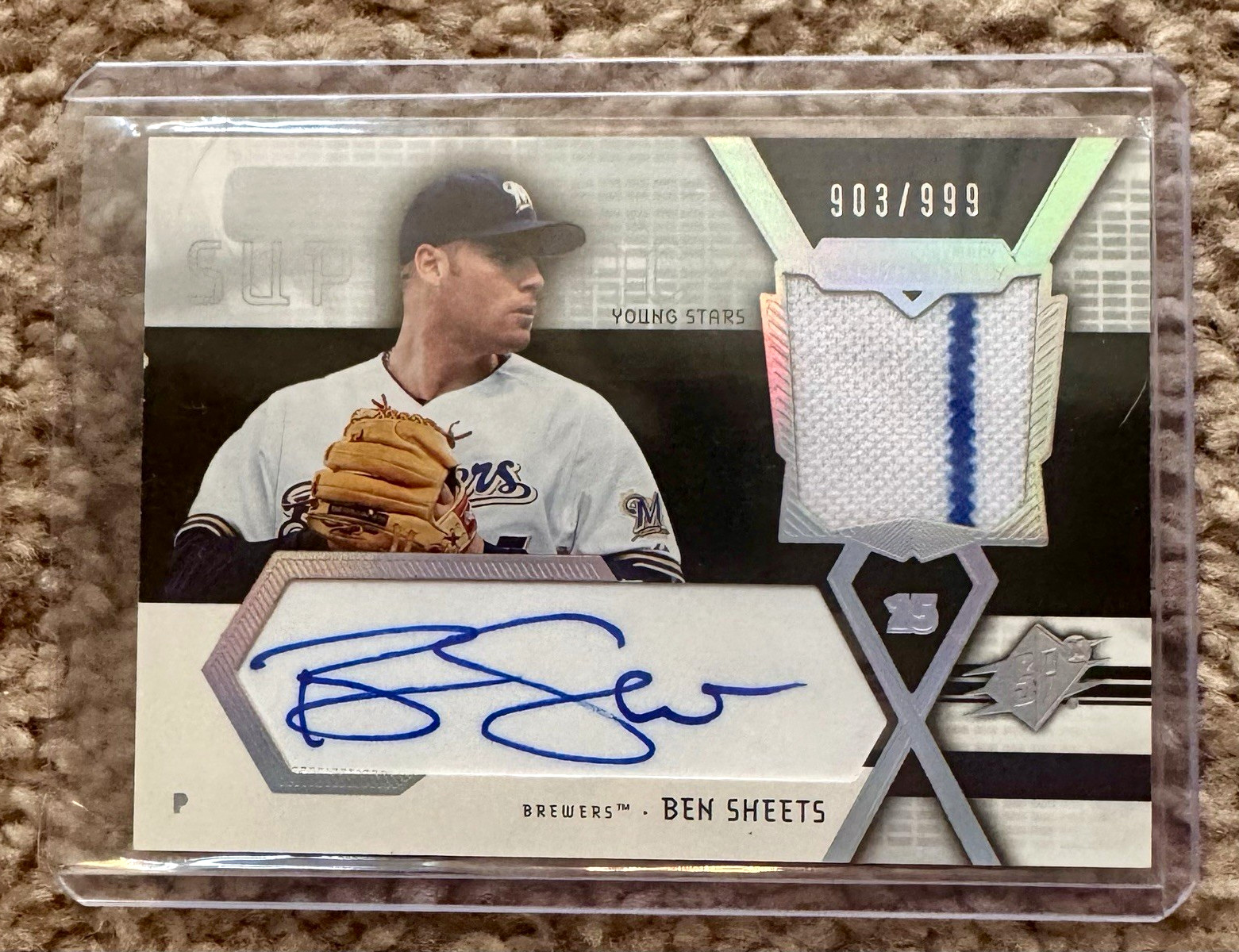 2004 Upper Deck SPx Ben Sheets Swatch Supremacy Signatures #SS-BS Auto /999