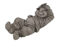 Dekofigur Wichtel Auf Dem RüCken 40 X 25 X 23 Cm Grau Skulptur