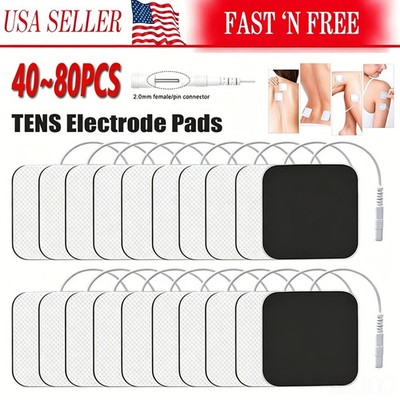 40/80 TENS Electrode Pads EMS Replacement Unit 7000 3000 2x2 Muscle Stimulator