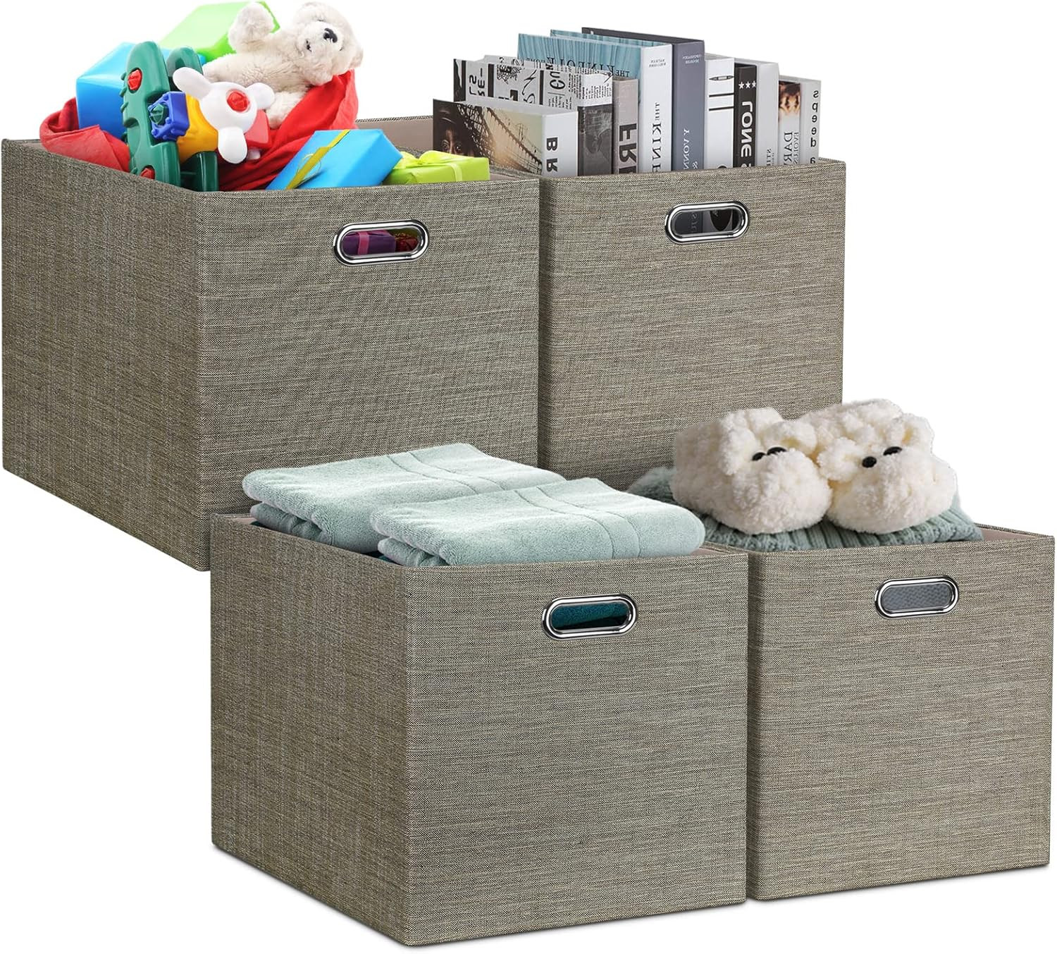 13X15X13 Storage Cube Bins, Foldable Collapsible Storage Bins Boxes, Fabric Deco