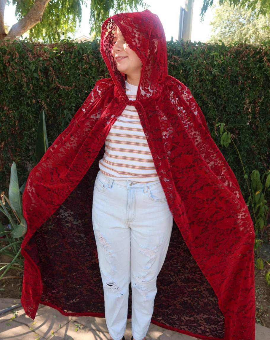 chinese dress ladies Red Lace Cape + dress