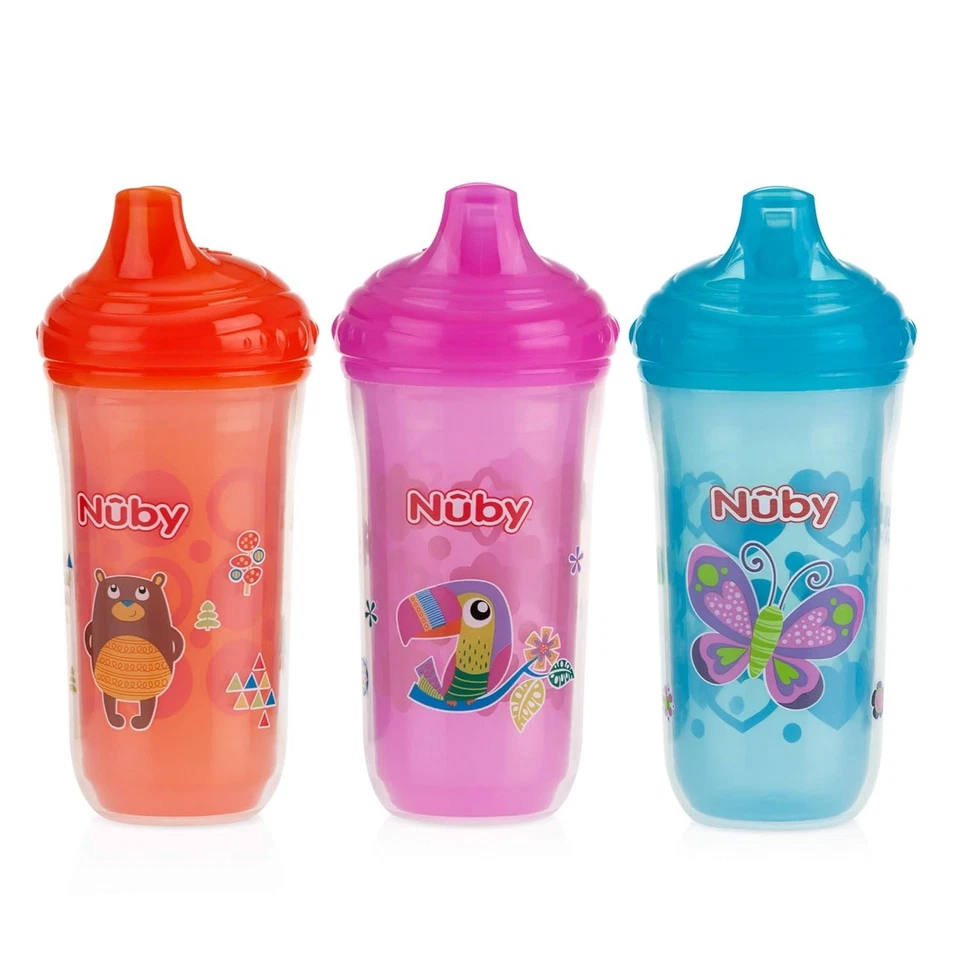 Tazas aisladas sin derrames para niños de 9 oz con divertidas impresiones de animales - Paquete de 3 Foto 3 de 4