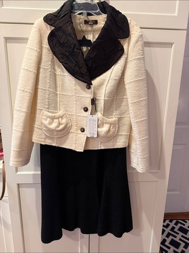 Vintage Comme Il Faut Ewiton 100% wool skirt 80% wool Cream Blazer designer
