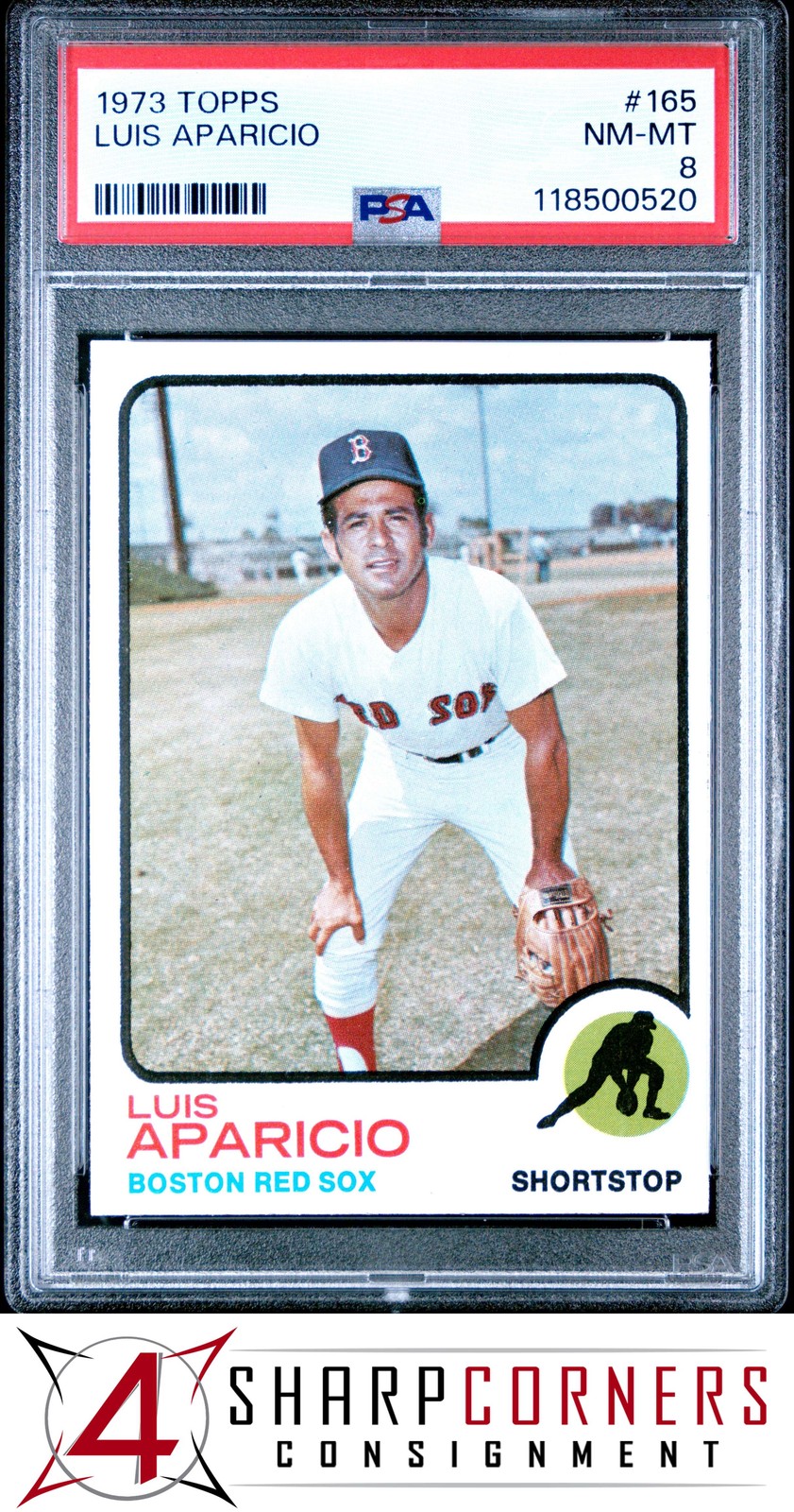 1973 TOPPS #165 LUIS APARICIO RED SOX HOF PSA 8