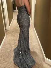 Prom/Homecoming/Formal Dress, Grey/Silver W/ Sequins, Size Medium 4-6.