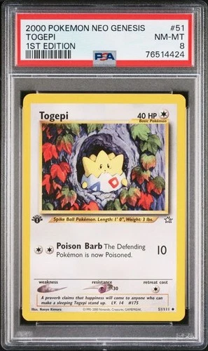 Pokemon Togepi Neo  Genesis 1st Edition #51 PSA 8