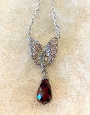 Sterling CZ Butterfly Pendant on 18 Inch Rope Chain - 6.0 Grams