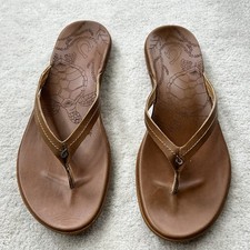 OluKai Honu Flip Flop Sandal Womens 10 Tan Brown Thong