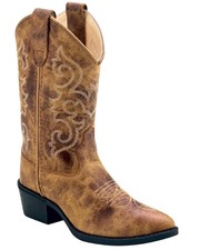 Old West Boys' Burnt Western Boot - Round Toe - 8175
