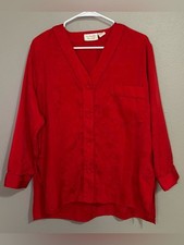 Victoria  s Secret Vintage Gold Label Red Satin Button Down Shirt Women  s Size S