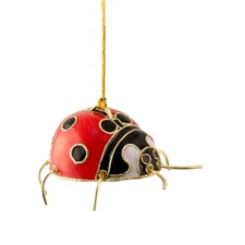Red Ladybug Cloisonne Metal Christmas Tree Ornament 2.5 inch Decoration