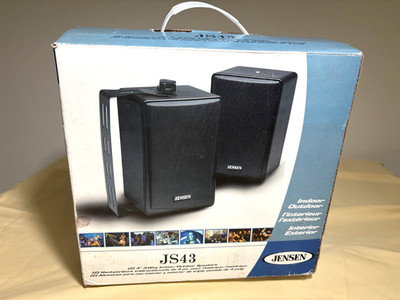 NEW-OPEN BOX  JENSEN  Set (2) JS43 4'' 3Way Speakers Indoor/Outdoor  Complete  A+