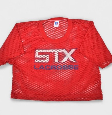 Vintage Lacrosse Jersey Mens Large Red Styx Practice Cropped Mesh Russell USA