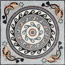 Handmade Dolphin Mosaic Tile: Marble Medallion 40x40
