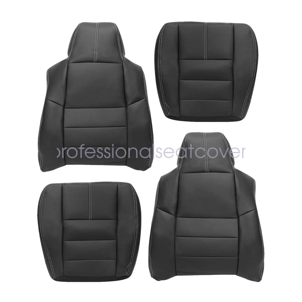 For 2008 2009 2010 Ford F-250 Lariat XLT XL Both Side Leather Seat Cover Black - Image 2 of 4