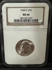 1946-S 25C Silver Washington Quarter - NGC MS66