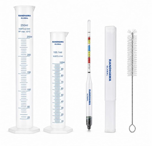 Triple Scale Alcohol Hydrometer Kit with 100ml & 250ml Cylinders