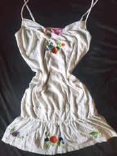 Victoria's Secret PINK Vintage Y2K White Embroidered Floral Mini Dress XS
