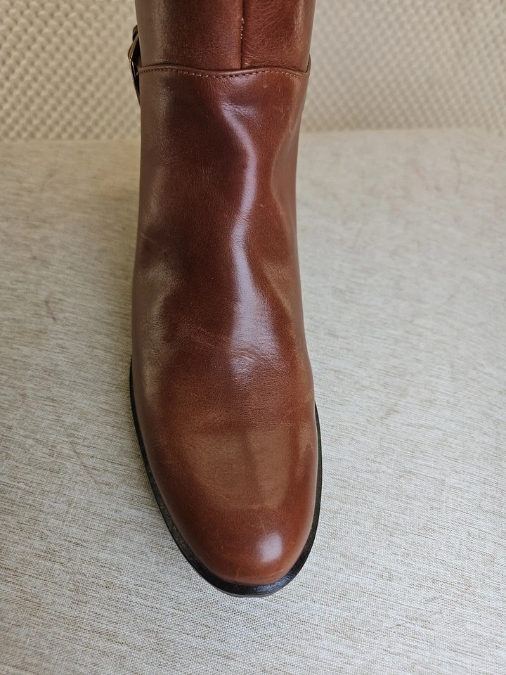Женщина Amalfi Nordstrom пряжка Италии кожаный коричневый ботинки 6,5 B высокий молнии новый без коробки. - Изображение 3 из 4