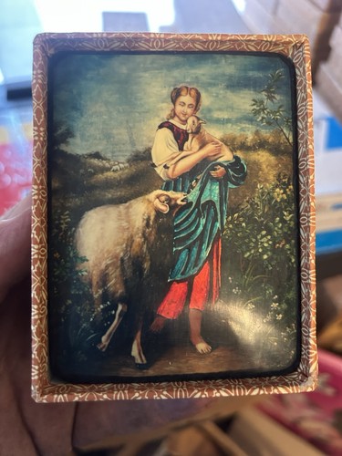 Vintage Palekh handbemalte Lackdose