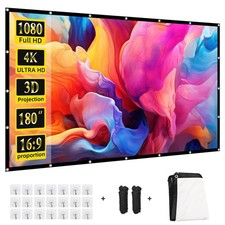 Projector Screen 180 inch,Portable Large Movie Projector Screen 16:9 HD Indoo...