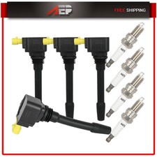 4PCS Ignition Coils & Spark Plugs for 2017-2020 Fiat 124 Spider 1.4L Turbo