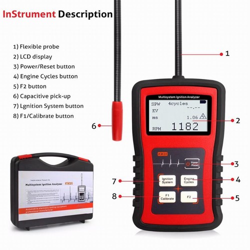 ′24W Ignition Analyzer MultiSystem LCD Display RPM Measurement Spark Plug Tester - Picture 8 of 22