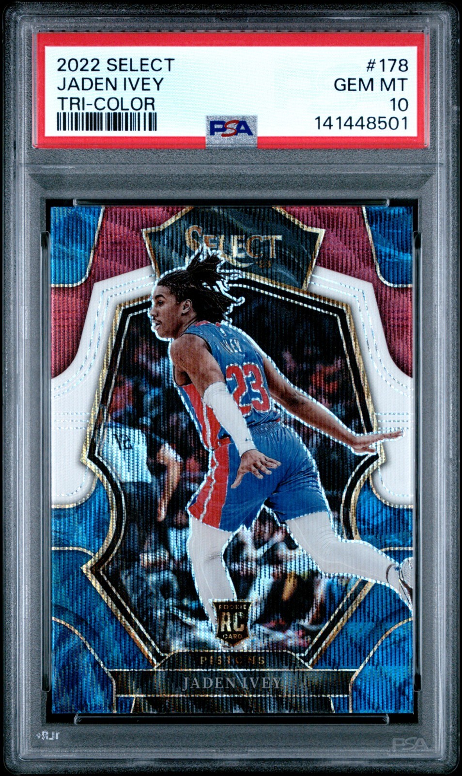 2022-23 Panini Select - Premier Level Jaden Ivey #178 Tri-Color Prizm (RC)