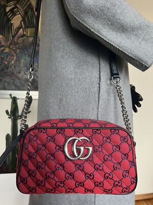 GUCCI 447632 GG Monogram Marmont Limited Edition 52 Rot Canvas Crossbody Bag