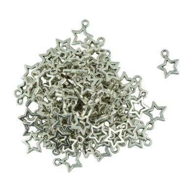 100 Stck. Tibetisches Silber Fünfzackiger Stern Charm Anhänger Perlen Schmuckherstellung