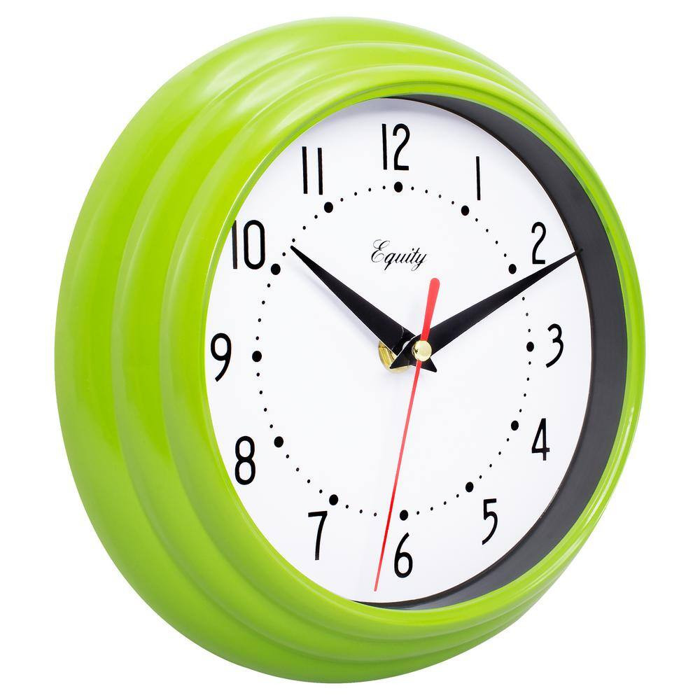 8 In. round Green Basics Quartz Analog Wall Clock