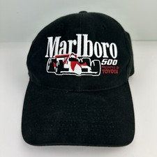 Vintage Marlboro 500 IndyCar Hat Cap Strap Back Black Red McLaren Racing F1 90s