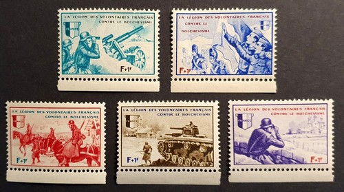 France WWII Stamps Legion Volunteers Anti Bolshevism set of 5 cinderellas UN (G)