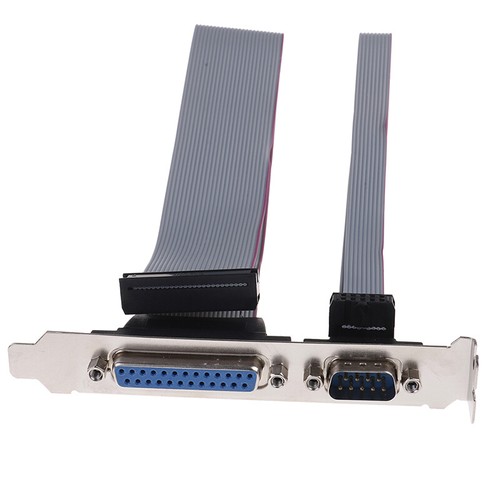 1Pc serial DB9 COM with parallel DB25 LPT to10/26pin IDC ribbon cable bracket Jf - Photo 2/9