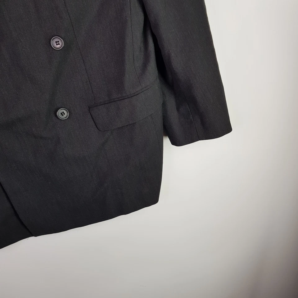 Vintage 90s Studio Italia 100% Pure Wool Double Breast Blazer Mens 50R Black - Image 4 of 4