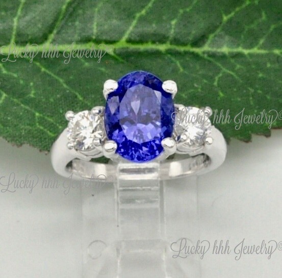 4.80 ct 14k Solid White Gold Ladies Natural Tanzanite Diamond Ring  3 stone