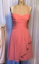 Davids Bridal Womens Peach Strapless Knee Length Dress Sz 4 pre-owned