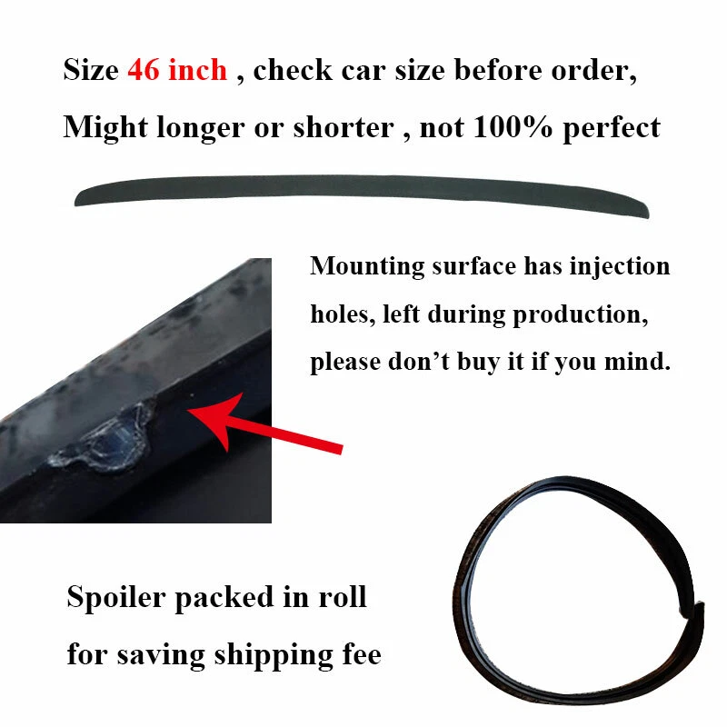 46'' Universal Black Fit For Oldsmobile Cutlass Rear Trunk Lip Spoiler Wing Trim Foto 2 de 4