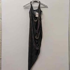 Forever 21 Olive Green/Black Asymmetrical Mini/Midi Strappy Cross Back Size Med