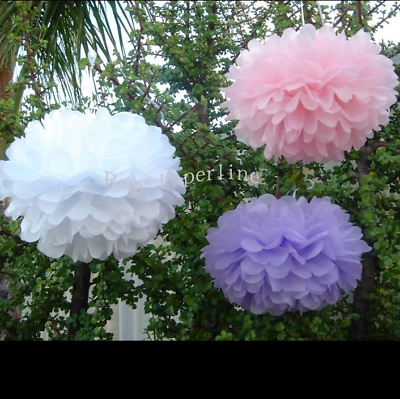 10x lilac paper pom poms white lanterns wedding party baby shower bar decoration