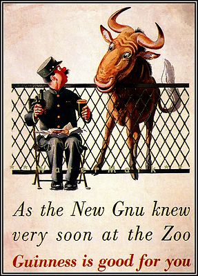 The Gnu Knew Guinness Vintage Poster Print Retro Bar Kitchen Decor Wall Art 