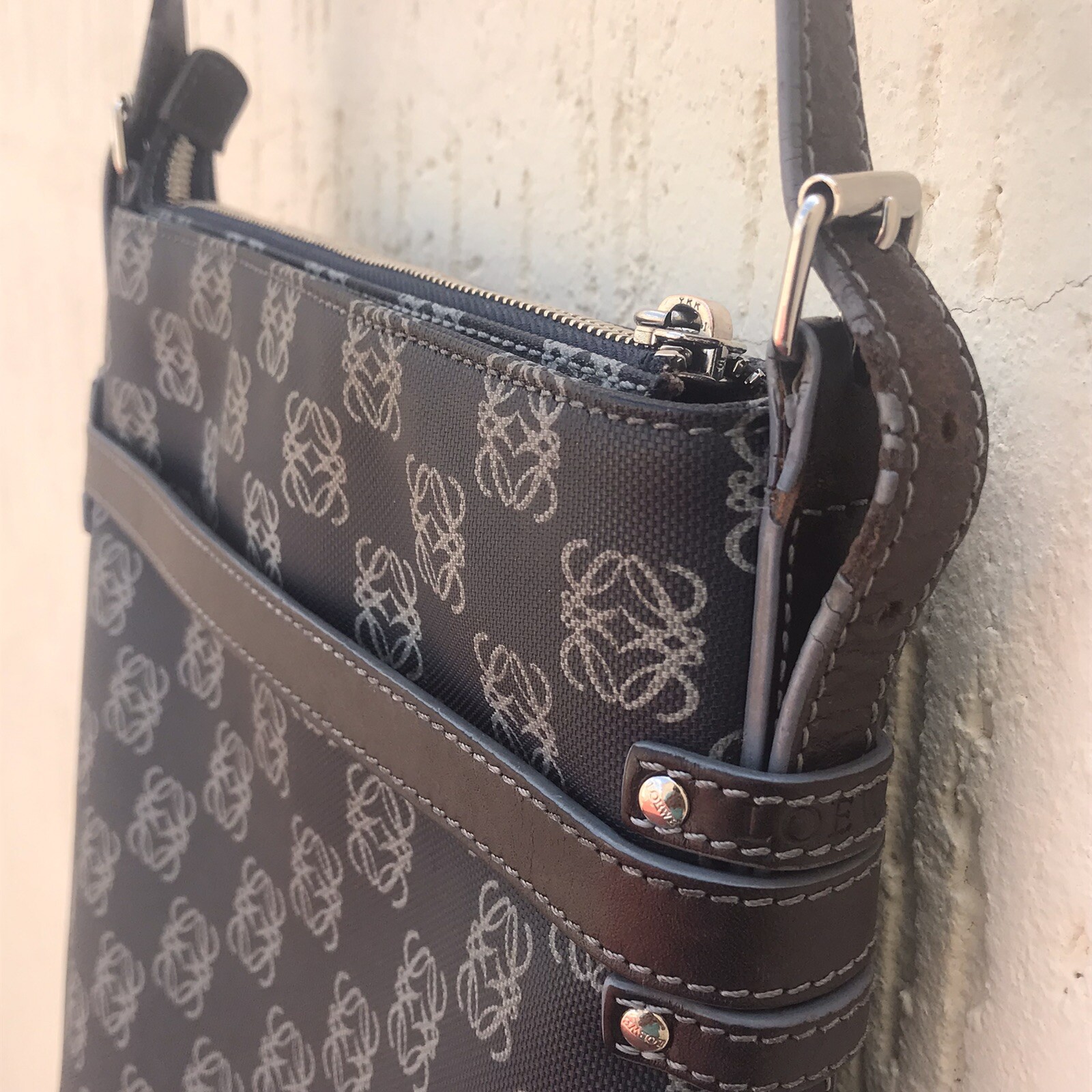 LOEWE Anagram Monogram Pattern Shoulder Leather C… - image 11