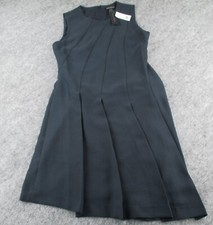 Banana Republic Fit Flare Dress Womens Size 8 Navy Pleated Sleeveless Zip