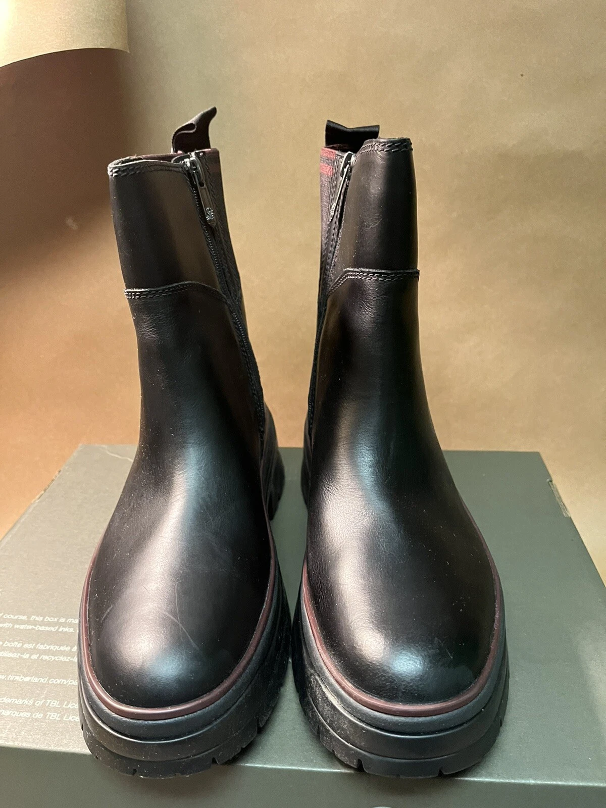 Stivali Timberland donna neri in pelle impermeabili con zip laterale taglia 9