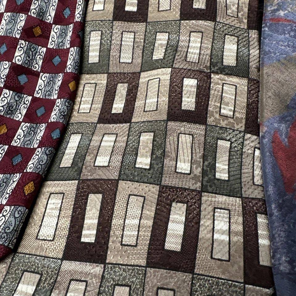 Corbata Alexander Lloyd Seda 4" Corbata Art Deco Abstracta Geométrica Italia LOTE DE 4 Foto 3 de 4