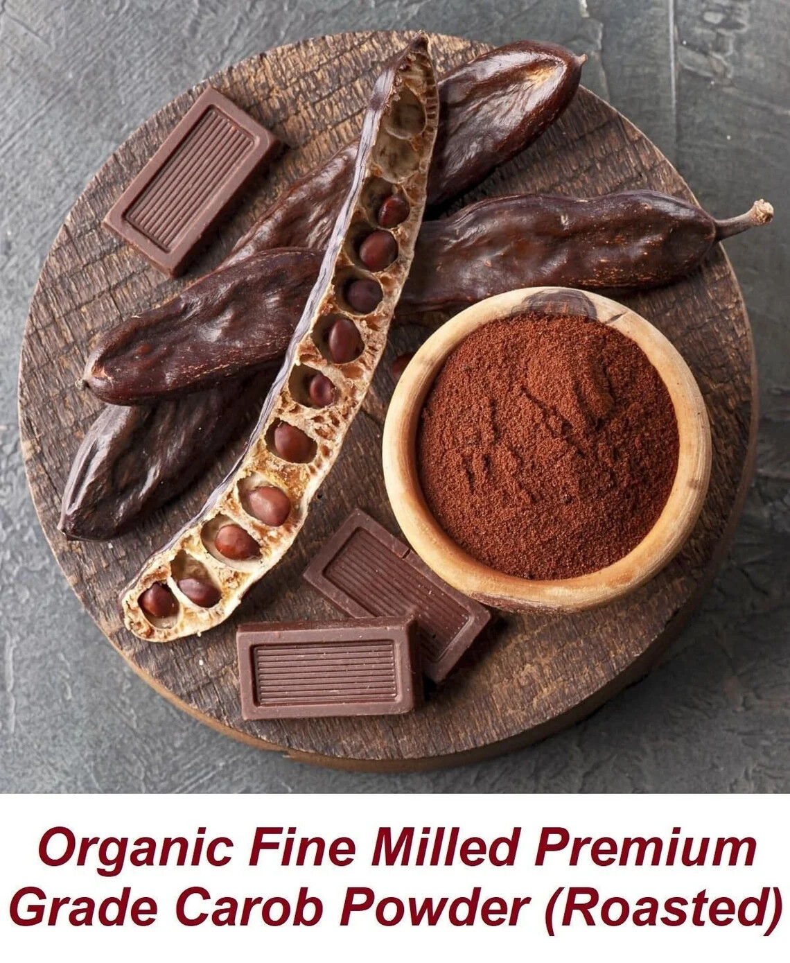 Organic Carob Powder Roasted Certified Premium Grade Ground Milled
