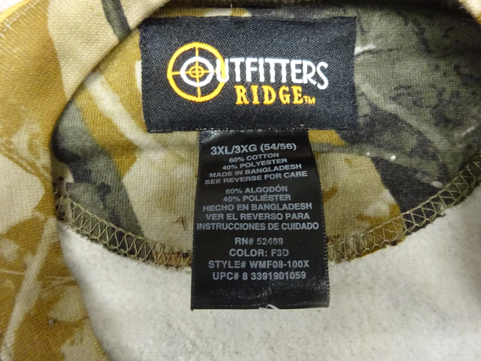 Outfitters Ridge Camo Shirt Mens 3XL Fuxion 3D Camoflauge Hunting 54/56 Pullover - Image 3 of 4