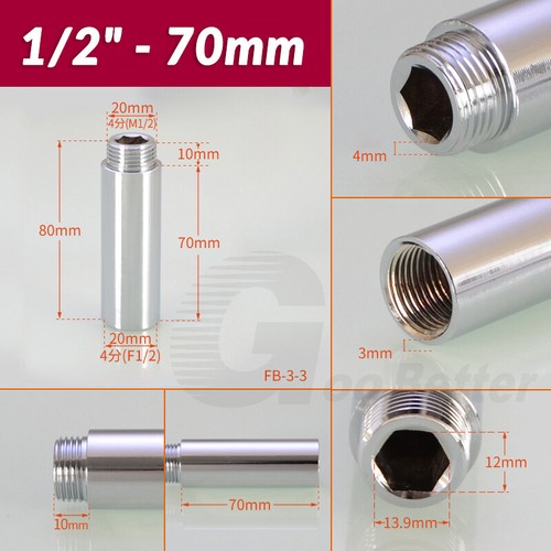 Extensión/conector de grifo redondo de latón roscado BSP de 1/2" - Imagen 13 de 16