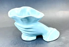 Vintage 1940s Nelson McCoy Art Pottery Aqua Green Hand Holding Cornucopia Vase